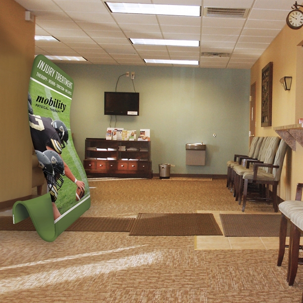 Ribbon shaped aluminum tube style frame with stretch polyester banner... from ASI 80228 Quinn