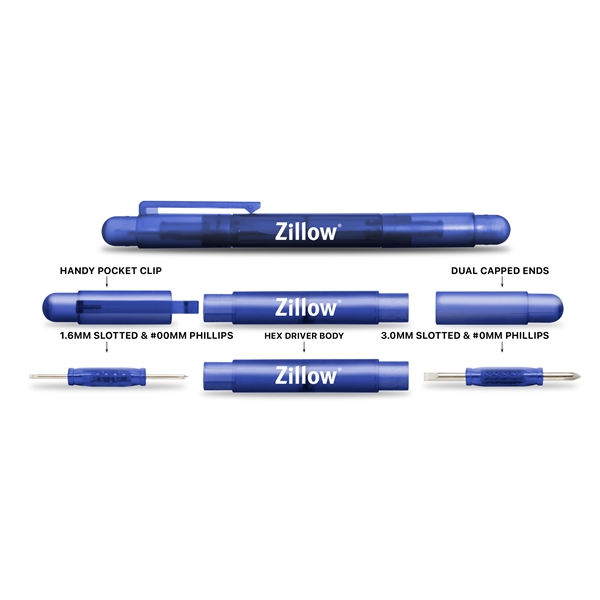 Handy mini-bit screwdriver. Two sizes of dual-ended bits: #00 and #0... from ASI 34040 Alexander Mfg Co