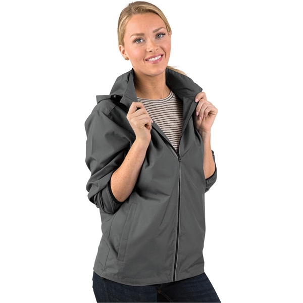 Full-zip reflective, water-resistant jacket with removable hood, made from 100% Softex... from ASI 44620 Charles River Apparel
