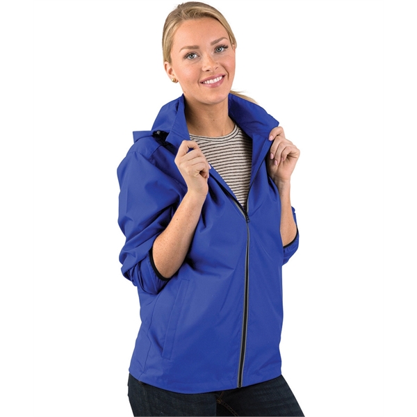 Full-zip reflective, water-resistant jacket with removable hood, made from 100% Softex... from ASI 44620 Charles River Apparel