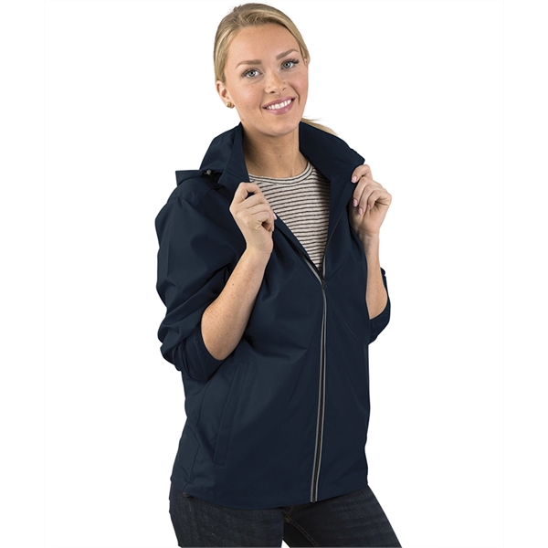 Full-zip reflective, water-resistant jacket with removable hood, made from 100% Softex... from ASI 44620 Charles River Apparel