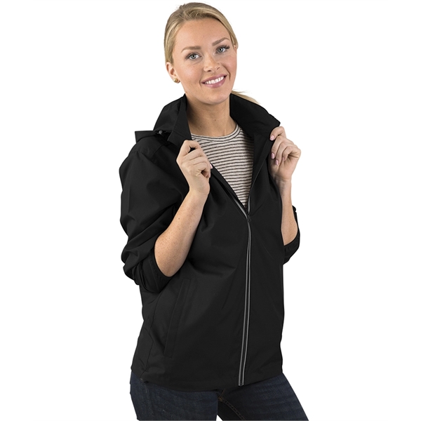 Full-zip reflective, water-resistant jacket with removable hood, made from 100% Softex... from ASI 44620 Charles River Apparel