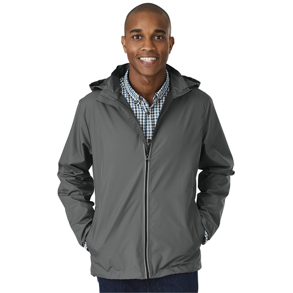 Full-zip reflective, water-resistant jacket with removable hood, made from 100% Softex... from ASI 44620 Charles River Apparel