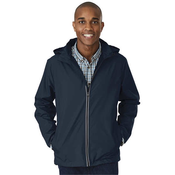Full-zip reflective, water-resistant jacket with removable hood, made from 100% Softex... from ASI 44620 Charles River Apparel