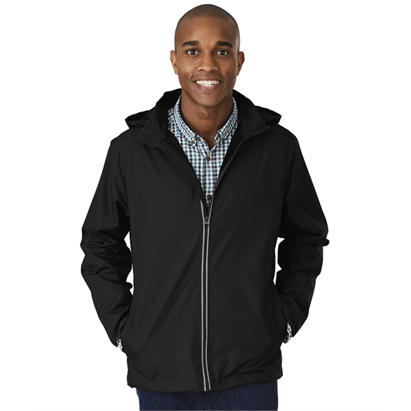 Full-zip reflective, water-resistant jacket with removable hood, made from 100% Softex... from ASI 44620 Charles River Apparel