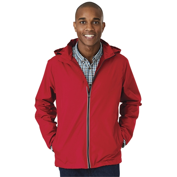 Full-zip reflective, water-resistant jacket with removable hood, made from 100% Softex... from ASI 44620 Charles River Apparel