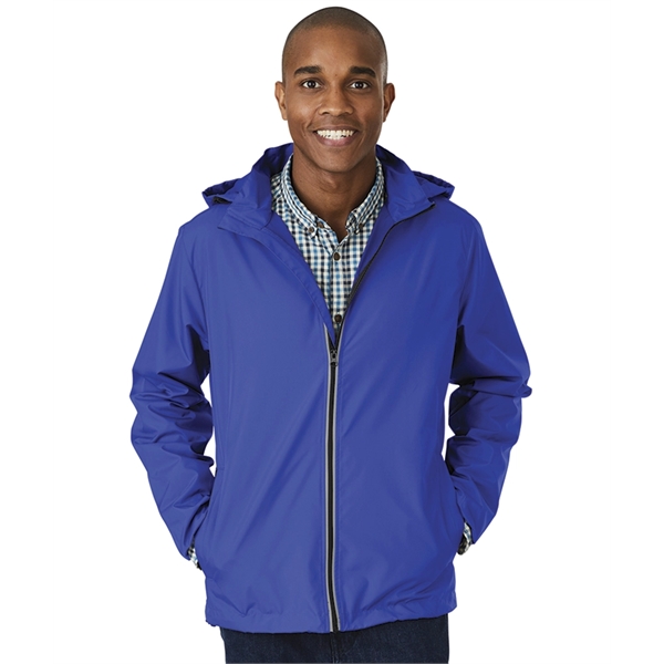 Full-zip reflective, water-resistant jacket with removable hood, made from 100% Softex... from ASI 44620 Charles River Apparel