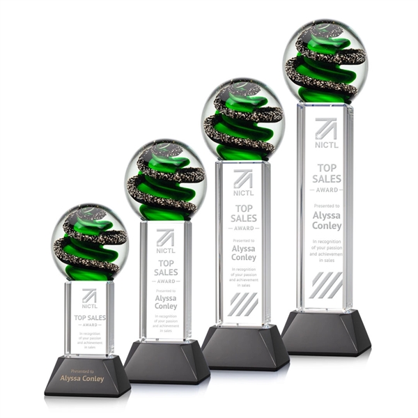 Magnificent Striking Zodiac Art Glass Award features twisting ribbons of emerald... from ASI 84592 St Regis Group / St Regis