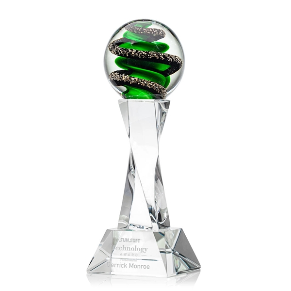 Magnificent Striking Zodiac Art Glass Award features twisting ribbons of emerald... from ASI 84592 St Regis Group / St Regis