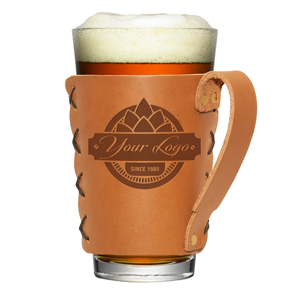 The original leather Pint Glass Holder with Handle is made to... from ASI 75126 Oowee Products / OOWEE PRODUCTS