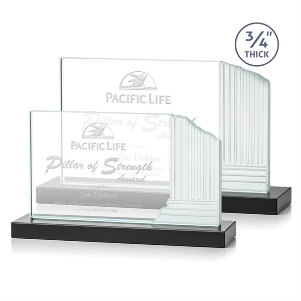 3/4-inch thick Starfire award with frosted etched pillar on a Black... from ASI 84592 St Regis Group / St Regis
