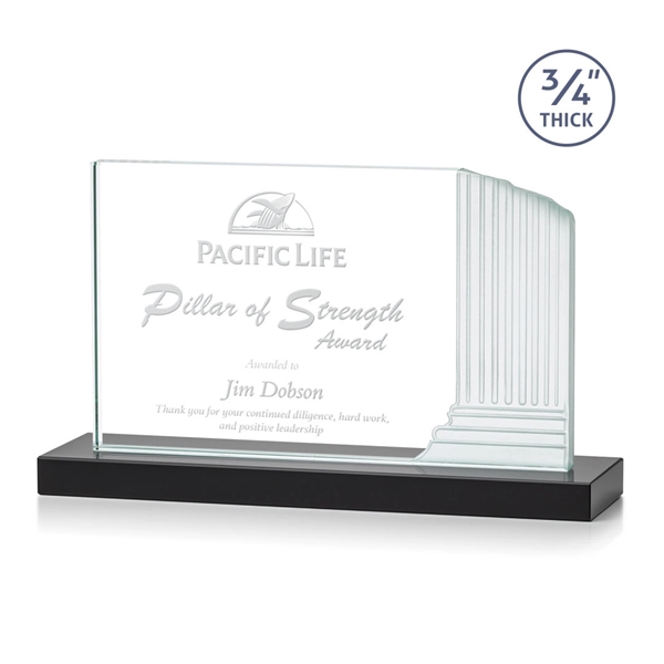 3/4-inch thick Starfire award with frosted etched pillar on a Black... from ASI 84592 St Regis Group / St Regis