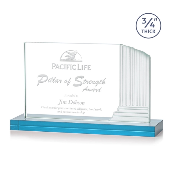 3/4-inch thick Starfire award with frosted etched pillar on a Sky... from ASI 84592 St Regis Group / St Regis