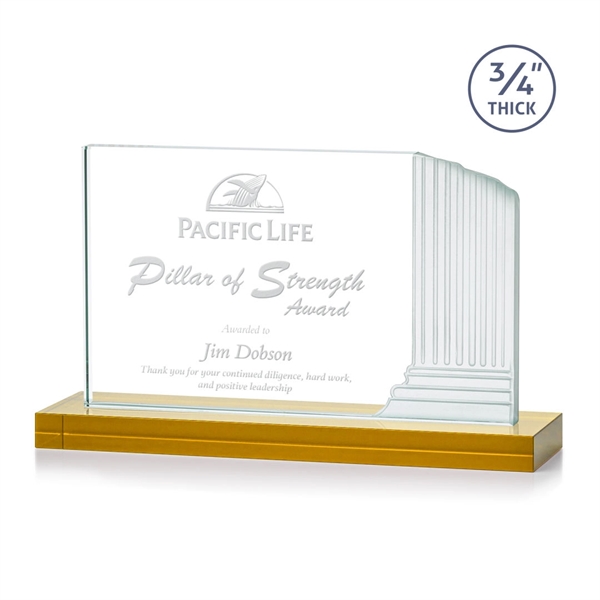 3/4-inch thick Starfire award with frosted etched pillar on a Amber... from ASI 84592 St Regis Group / St Regis