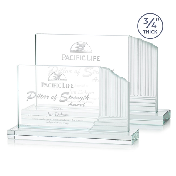 3/4-inch thick Starfire award with frosted etched pillar on a Starfire... from ASI 84592 St Regis Group / St Regis