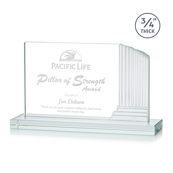 3/4-inch thick Starfire award with frosted etched pillar on a Starfire... from ASI 84592 St Regis Group / St Regis