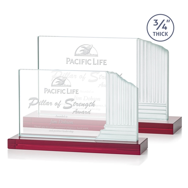 3/4-inch thick Starfire award with frosted etched pillar on a Red... from ASI 84592 St Regis Group / St Regis