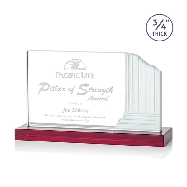 3/4-inch thick Starfire award with frosted etched pillar on a Red... from ASI 84592 St Regis Group / St Regis