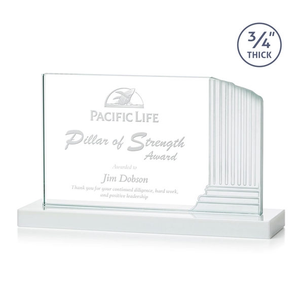 3/4-inch thick Starfire award with frosted etched pillar on a White... from ASI 84592 St Regis Group / St Regis