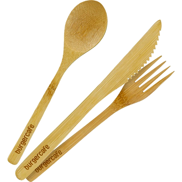 Three-piece bamboo utensil set perfect for brown baggers, picnickers or campers.... from ASI 61966 HPG / Mixie