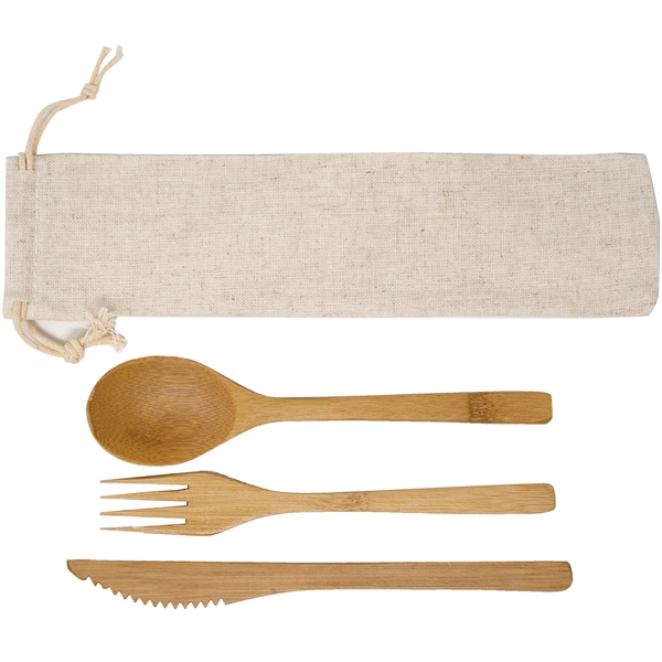 Three-piece bamboo utensil set perfect for brown baggers, picnickers or campers.... from ASI 61966 HPG / Mixie