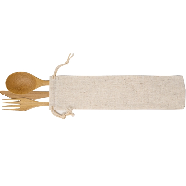 Three-piece bamboo utensil set perfect for brown baggers, picnickers or campers.... from ASI 61966 HPG / Mixie