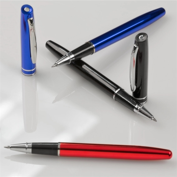 Rollerball or ballpoint pen with a colored body and shiny silver... from ASI 68190 Lungsal / Lungsal