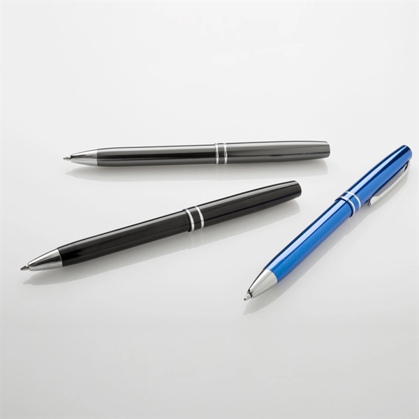 Ballpoint pen with a colored body and shiny silver chrome accents... from ASI 68190 Lungsal / Lungsal