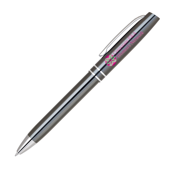Ballpoint pen with a colored body and shiny silver chrome accents... from ASI 68190 Lungsal / Lungsal