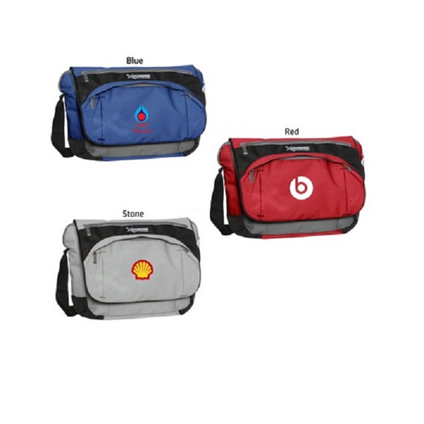 Messenger bag made of 450D worsted polyester and 300D twill polyester... from ASI 76797 Pelican Graphics / Pelican Lures