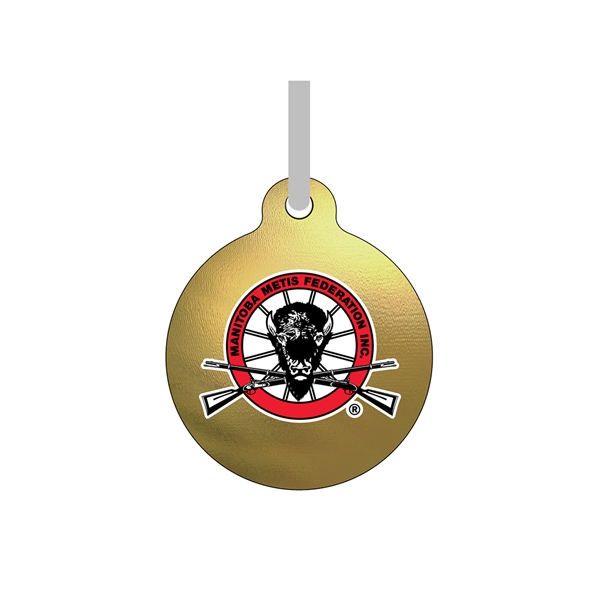 Powder coated double-sided FLAT round metal ornament with glittery finish.... from ASI 76797 Pelican Graphics / Pelican Lures