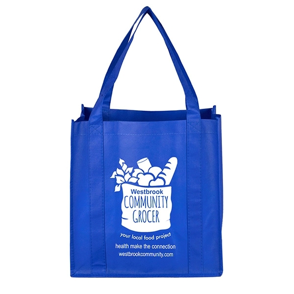 Non-woven polypropylene grocery tote bag with 20" handles, 8" gusset and... from ASI 62660 Innovation Line