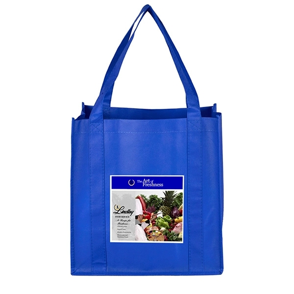 Non-woven polypropylene grocery tote bag with 20" handles, 8" gusset and... from ASI 62660 Innovation Line