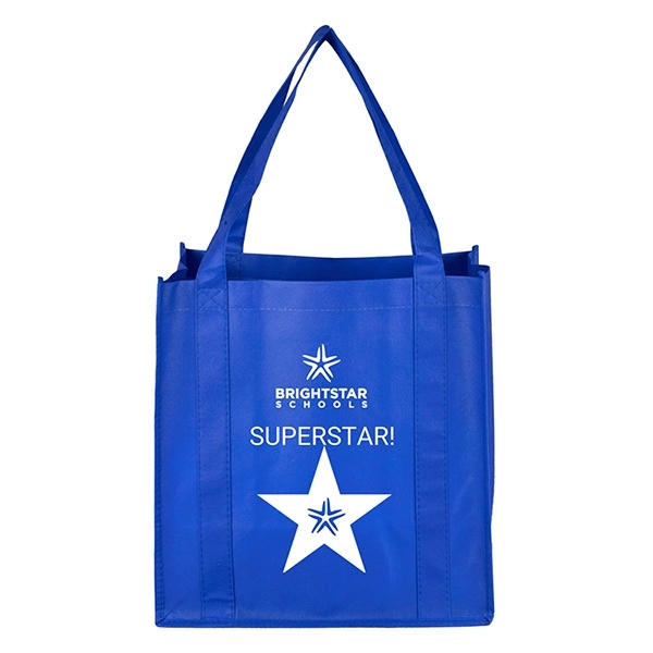 Non-woven polypropylene grocery tote bag with 20" handles, 8" gusset and... from ASI 62660 Innovation Line