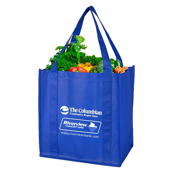 Non-woven polypropylene grocery tote bag with 20" handles, 8" gusset and... from ASI 62660 Innovation Line