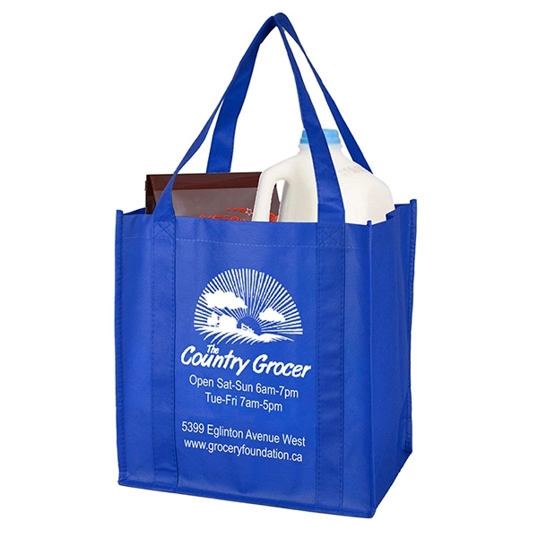 Non-woven polypropylene grocery tote bag with 20" handles, 8" gusset and... from ASI 62660 Innovation Line