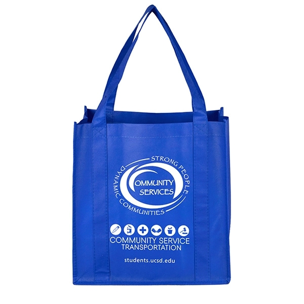 Non-woven polypropylene grocery tote bag with 20" handles, 8" gusset and... from ASI 62660 Innovation Line