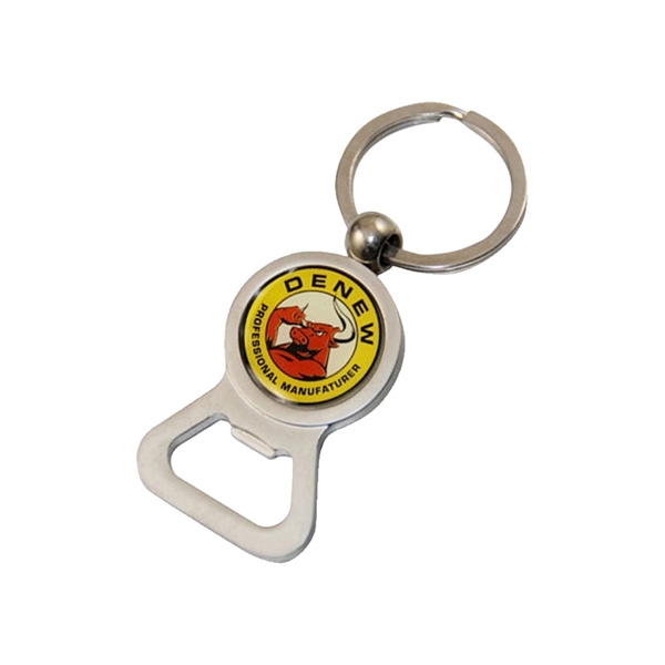 Round metal bottle opener keychain with split keyring attachment plus epoxy... from ASI 37218 Athena Promo (tm)