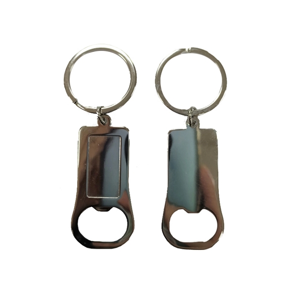 Rectangular metal bottle opener with split keyring attachment plus epoxy doming... from ASI 37218 Athena Promo (tm)