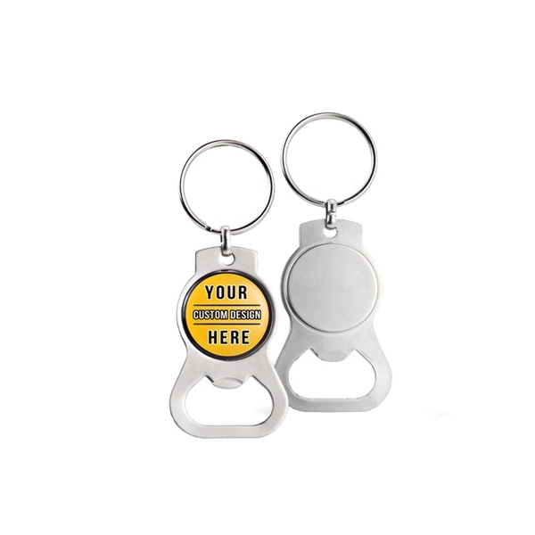 Round metal bottle opener keychain with split keyring attachment plus epoxy... from ASI 37218 Athena Promo (tm)