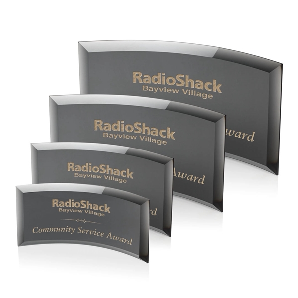 Black curved self standing award with beveled edges.... from ASI 84592 St Regis Group / St Regis