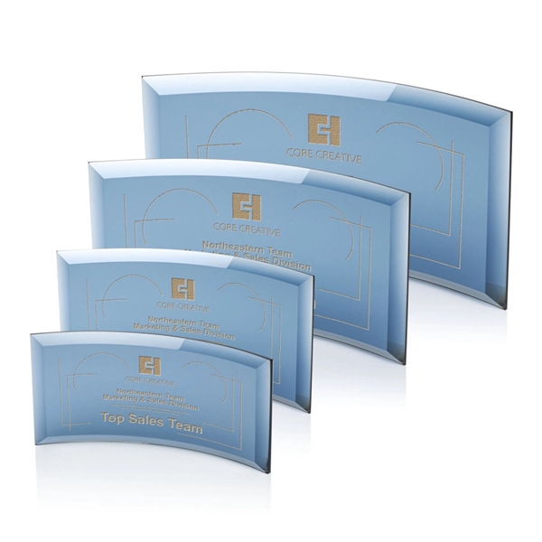 Blue curved self standing award with beveled edges.... from ASI 84592 St Regis Group / St Regis
