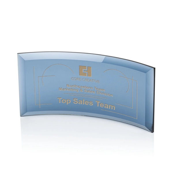 Blue curved self standing award with beveled edges.... from ASI 84592 St Regis Group / St Regis