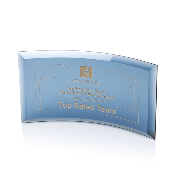 Blue curved self standing award with beveled edges.... from ASI 84592 St Regis Group / St Regis