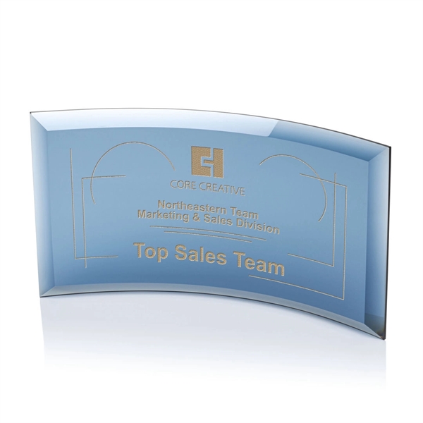 Blue curved self standing award with beveled edges.... from ASI 84592 St Regis Group / St Regis
