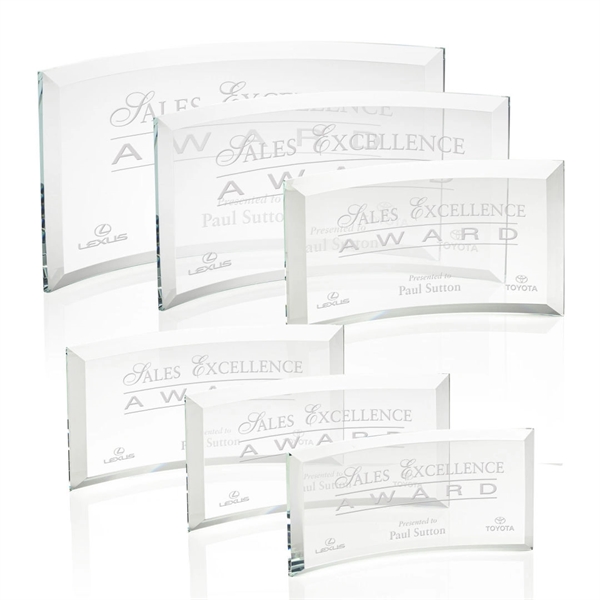 Starfire curved free standing award with beveled edges.... from ASI 84592 St Regis Group / St Regis