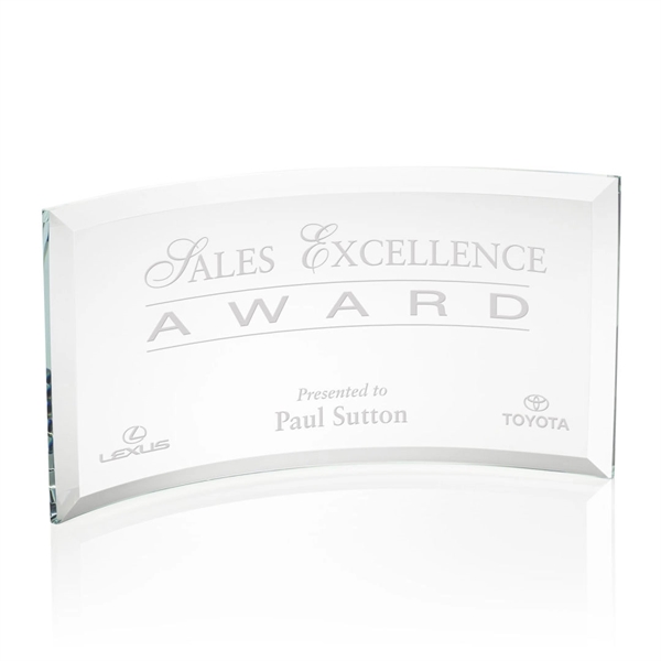 Starfire curved free standing award with beveled edges.... from ASI 84592 St Regis Group / St Regis