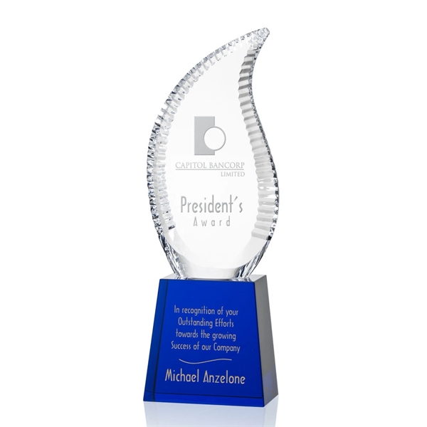Crystal optical scalloped flame award on tall optical base.... from ASI 84592 St Regis Group / St Regis