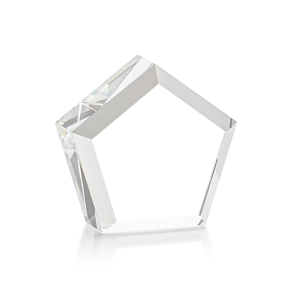 The Genosee Award is a sparkling faceted extra-thick Optical Crystal pentagon... from ASI 84592 St Regis Group / St Regis