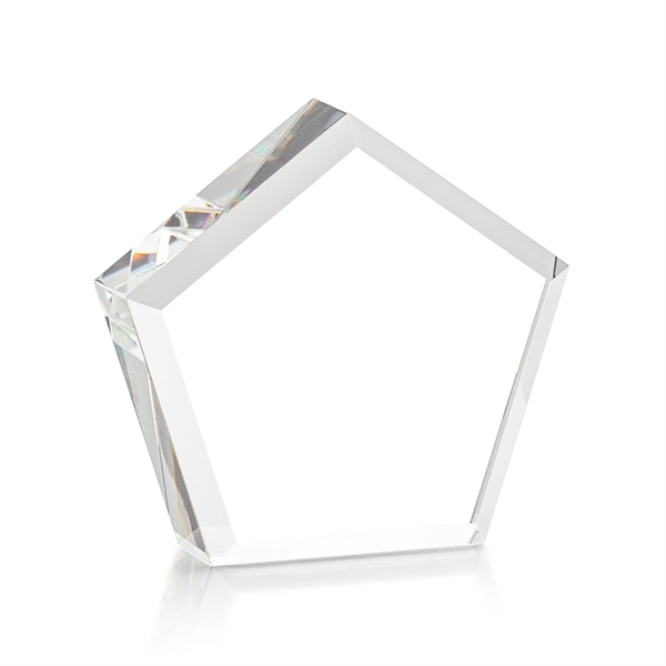 The Genosee Award is a sparkling faceted extra-thick Optical Crystal pentagon... from ASI 84592 St Regis Group / St Regis